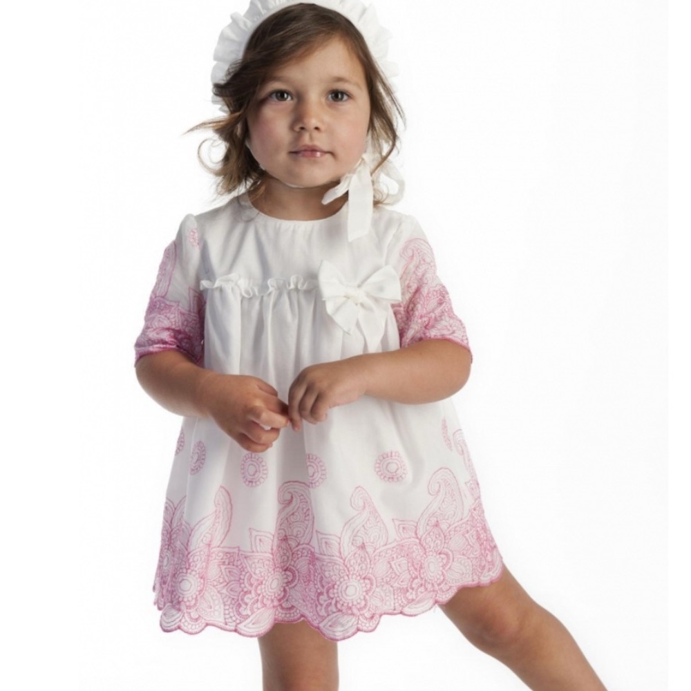 Charming Dress with Pink Embroidery